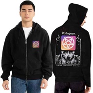 JUST CO DIRECTLY || Pentagram 666 Sweater Casual Unisex Hoodie Black Cotton Fleece Material | PULLOV