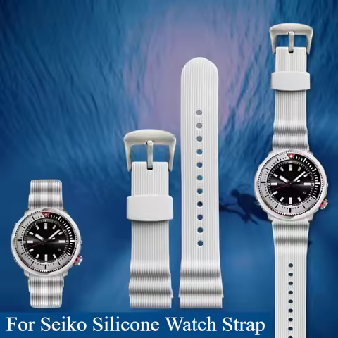 For Seiko White Tuna Can Diver PROSPEX Series SNE545P1 SNE547P1 Watch Bracelet Men's Style Silicone 