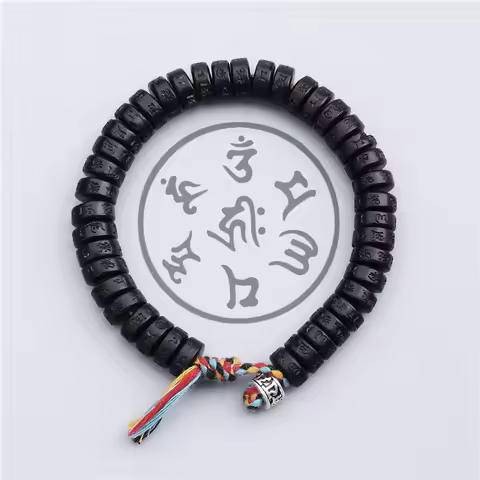 Tibetan Buddhist Handmade Braided Cotton Thread Love Lucky Bracelet Natural Coconut Shell Beads Carv