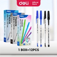 Deli Ballpoint Pen (0.7mm) Smooth Writing Smear Free Office Supplies Ball Point Pen Borong Murah  [1 BOX 12 PCS]