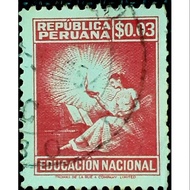 1952 Peru Education 3c stamp . imprint Thomas De La Rue