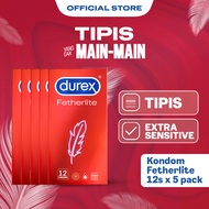 Durex Fetherlite Kondom Super Tipis Kondom Aman Pria 12s (5 pcs) - Condom with Lubricant