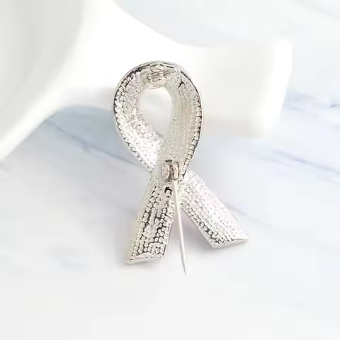 Pink Crystal Medical Ribbon Brooch Breast Cancer Prevention and Treatment Promotion Sign Badge for S