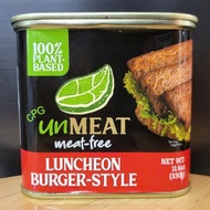 UNMEAT - hộp ĐỎ 330g - THỊT BURGER CHAY ĐÓNG HỘP / PHILIPPINES / Plant Based Meat-Free Lucheon Burge