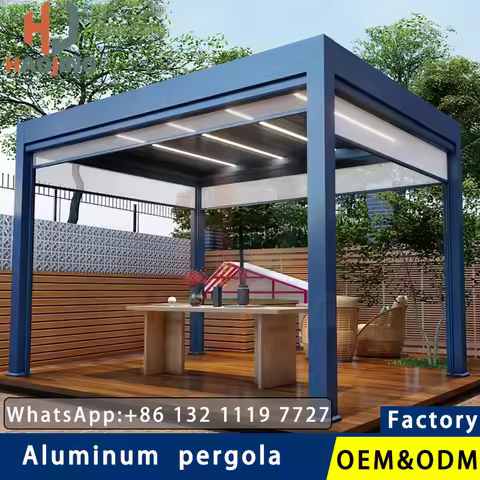 Outdoor Garden Gazebo Waterproof Aluminum Pavillion 4x3 4x4 6x3 Metal Pergola Bioclimatica Electric