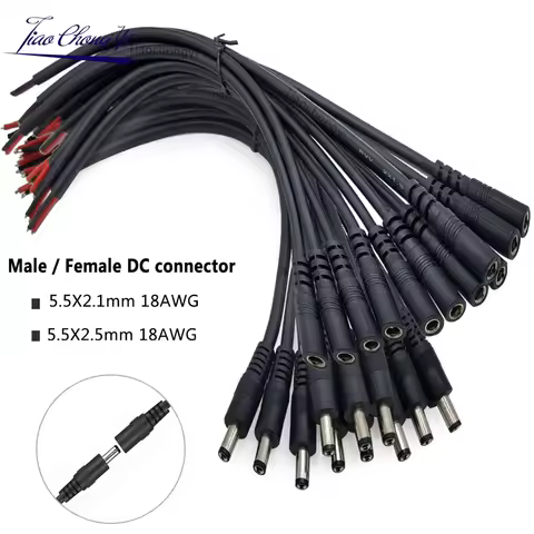 18AWG Connector 5.5x2.1mm / 5.5X2.5mm Power Plug DC Male Female Cable Wire 30cm Adapter Socket Jack 