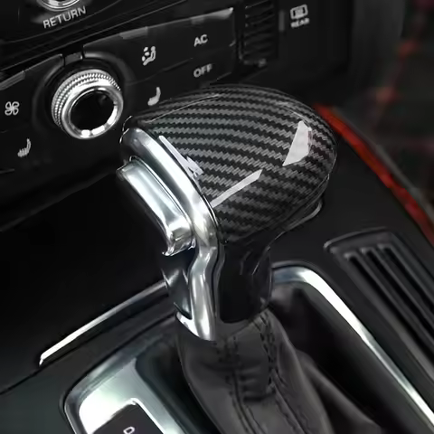 Car Gear Shift Knob Smooth Surface Carbon Fiber Knob Cover Black For AUDI A4 B8 A5 A6 C7 S7 Q5 Q7 20