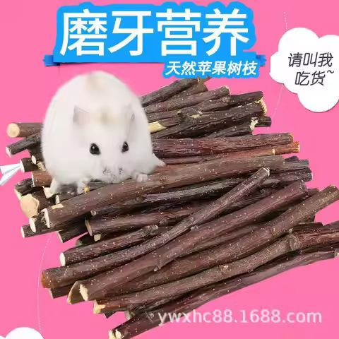 Dried apple branches, chew stick snacks and gnawing wood toys for hamsters, rabbits and guinea pigs