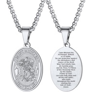 U7 St. Michael Necklaces for Men Women Stainless Steel 18K Gold Plated Biblical Archangel Jewelry Ro