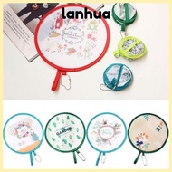 LANHUA Cartoon Small Fan, Mini PET Pocket Fan, Foldable Gift Pocket Cloth Fan