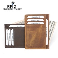Card Holder Men's Card Holder Retro Bag Cowhide Genuine Leather RFID Crazy Horse First Layer CJ2Y
