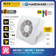 ELTA TRADE QS100(4") / QS125(5") /QS150(6") STREAMLINE AXIAL EXTRACT FAN [EXHAUST FAN]