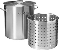 GasOne Stainless Steel Stockpot with Basket – 64qt Stock Pot with Lid and Reinforced Bottom – Heavy-