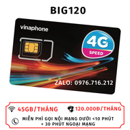 Sim Vina BIG120 Sim hỗ trợ người dùng lướt web với 1.5Gb tốc độ cao/ngày Free nội mạng + 50p ngoại