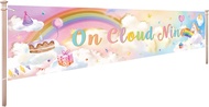Dreamy On Cloud 9 Banner 7.8 x 1.9 ft Happy 9th Birthday Party Decoration Girl’s Nine Years Old Phot