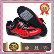 Cycling shoes for men high quality MTB Shoes men Road cycling shoes Professional Mountain Bicycle Shoes Road Cycling Shoes Men Outdoor Rubber sole Racing Road Red glossy Bike Shoes fashion kasut basikal,kasut cycling,kasut basikal mtb,kasut mtb