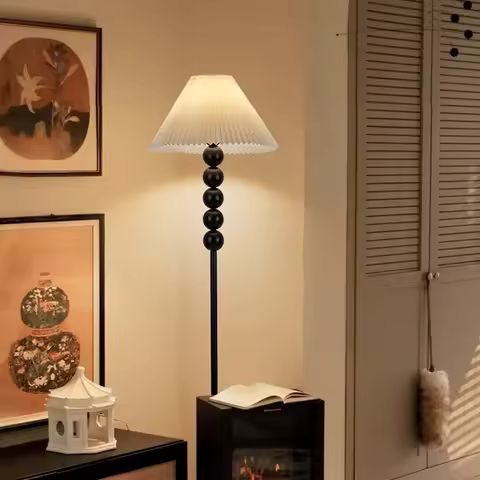 Retro Pleated Floor Lamp Living Room Bedroom Decoration Atmosphere Lamp Creative Simple Flower Floor