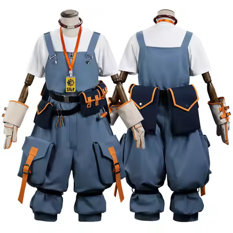 HOLOUN Gachiakuta Anime August Cosplay Costume Cargo Jumpsuit Gloves Waist Bag Convention Halloween 