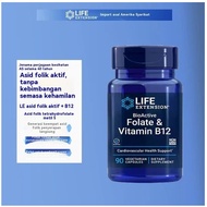 BioActive Folate & Vitamin B12, 90 vegetarian capsules [Life Extension-0r9zw0r30n
