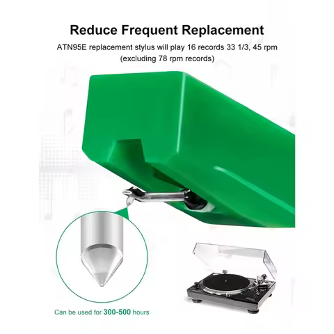 ATN95E Replacement Stylus For Audio-Technica AT-LP120-USB AT93 AT95 Turntable, Diamond Record Player