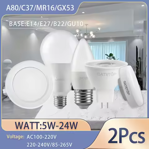2PCS Led Spotlight GU10 MR16 AC85-265V Downlight Bulb E27 E14 Spot GU5.3 GU10 Lamp Lighting Indoor H