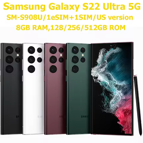 Samsung Galaxy S22 Ultra 5G 8K Camera 108 MP 108MP 5000mAh 45W Samsung S22U Phone US Version Unlocks