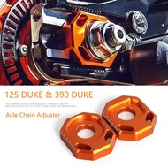 Orange With Logo Motorcycle Rear Axle Block Chain Adjuster Regulator Sliders Tensioner For 125 DUKE 