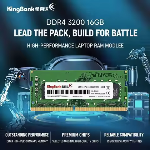 KingBank 16GB DDR4/DDR5 Laptop Memory RAM 3200MHz/5600MHz SODIMM Module High-Speed Upgrade for Gamin