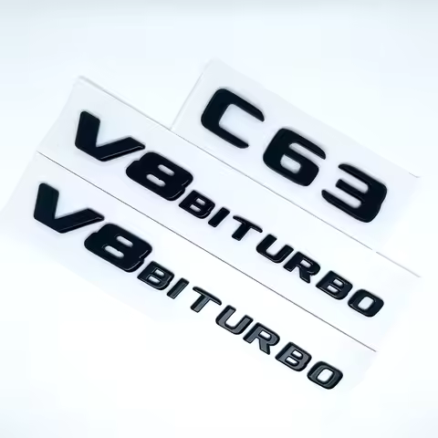 3D ABS Chrome C63 Logo V8 BITURBO Badge Car Rear Star Sticker Trunk AMG Emblem For Mercedes Benz C63
