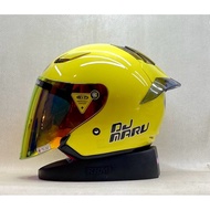(PKM) KYT DJ Maru Solid Lemon Yellow Single Visor - Paket Ganteng Visor Iridium I Spoiler I Helm Ful
