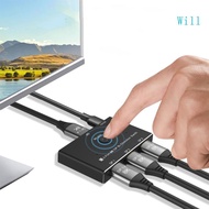 Will 8K30hx Switcher Bi Directional 3 Port DP1 4 to Multiple Screens Adapter Video Splitter