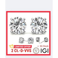 IGI 2 ct diamond stud.in 18k white gold Earrings