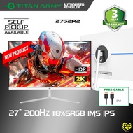 TITAN ARMY 27” FAST IPS QHD 2K 200Hz 1ms 118%sRGB HDR400 Adaptive Sync White Monitor (27G2R2)- 2560x