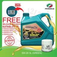 ORI PERODUA FULLY 0W20 3L BEZZA 1.0 AXIA VIVA MYVI 1.0 ENGINE OIL 0W-20 SYNTHETIC 0W 20 NEW GREEN BL