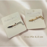 Bros Rencong Aceh 5,5 cm / Bros Pin Hijab Gold & Silver Pin Tudung Kerongsang