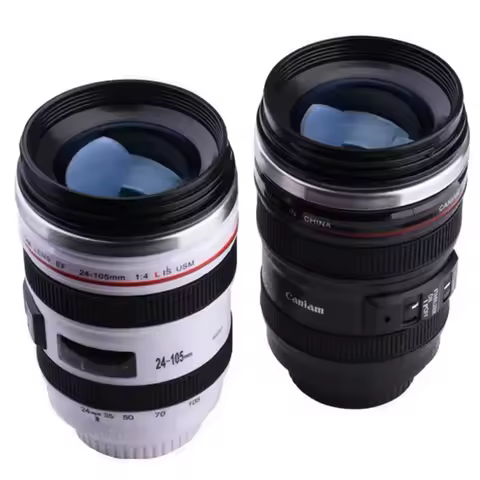 380ml Stainless Steel Camera EF24-105mm Coffee Lens Mug White Black Coffee Mugs Creative Gift Coffee