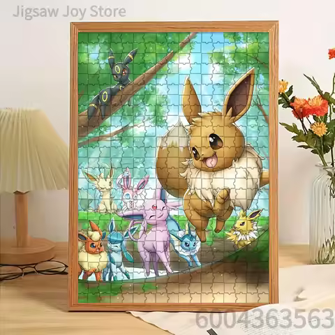 Paper Jigsaw Puzzle Eevee & Eeveelutions Forest Scene Artwork Brain Teaser