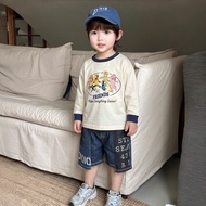 Theioioio Children's "Friends" Animal Parade Graphic T-Shirt 100% Premium Cotton Cream White Long Sl
