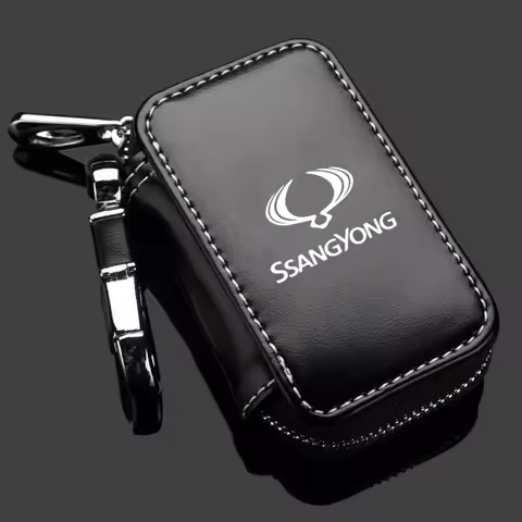 Leather Car Key Case Keys Full Cover Protection Shell Bag For SsangYong Actyon Korando Rexton Kyron 