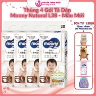 Carton of 4 Packs of Moony Natural L38 Diapers for Babies from 8 Kg to 14 Kg - White Moony - Gentle 