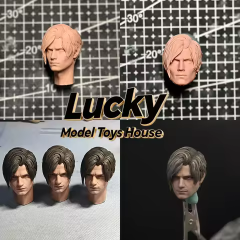 1/12 Leon Kennedy Man Soldier Unpainted Head Sculpt Customization For 6" Ml Muff AD01 Normal Romanke
