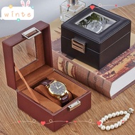 WINTE Watch Storage Box, Wood Leather Watch Box, Portable 1 Watch Slot Watch Collection Box Home