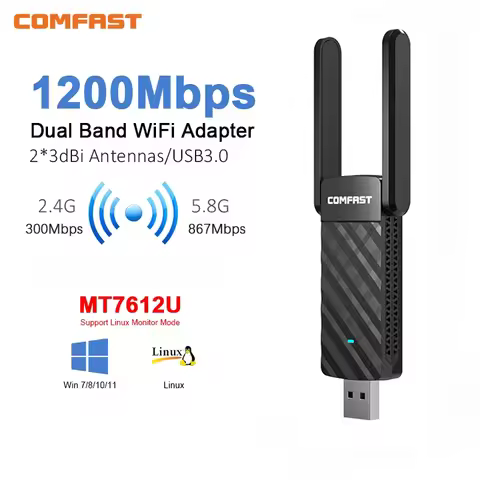 Comfast 1200Mbps Adaptador Wifi Adapter 5GHz & 2.4G Usb 3.0 Dongle Antena Para PC High Gain 2*3dbi A