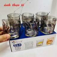 Cốc Thủy Tinh Xoăn Sang Trọng Set 6 Ly Thủy Tinh Phong Cách Origami Thiết Kế Độc Đáo Dung Tích 200ml