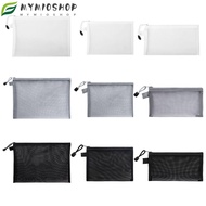MIOSHOP Clear Mesh Zipper Pouch A4 A5 A6 Nylon Student Pencil Case Bag Fail Transparent Document Bag
