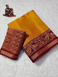 UCs Elegant Blooming Cotton Saree with Allover Ajrakh Print & Designer Gold Border