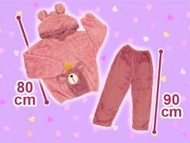 Flannel Bear Pajama sleep wear Pink 法蘭絨 絨毛 熊仔 睡衣 粉色