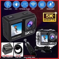 Action Camera 5K30fps 4K60fps 50MP 2.0 Touch LCD EIS DVR Webcam Dual Screen Wi-Fi 170D Waterproof 30
