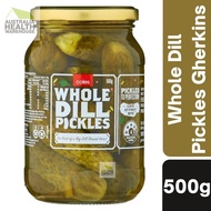 [Expiry: 06/08/2027] Coles Whole Dill Pickles Gherkins 500g | Oz Mart | Australia Snack Grocery Seas