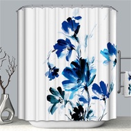 【CW】▬  Cymbidium Flowers Print Shower Curtain with Hooks Decoration